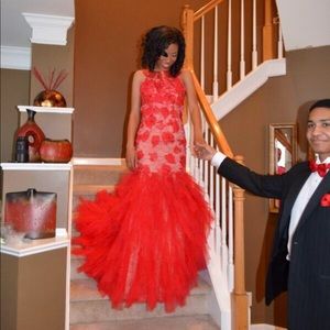 Red Backless Jovani Prom Dress
